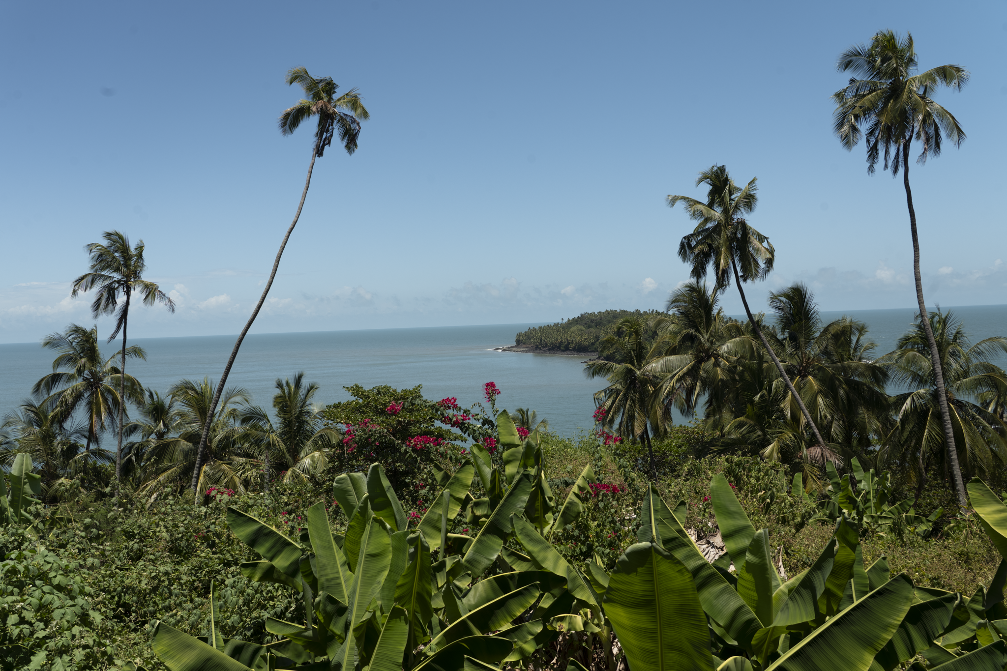 La terrasse de l’hostellerie, ouverte sur le paysage de l’île
